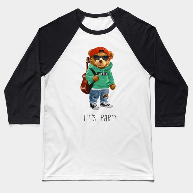 Let's Party Bear Baseball T-Shirt by Mako Design 